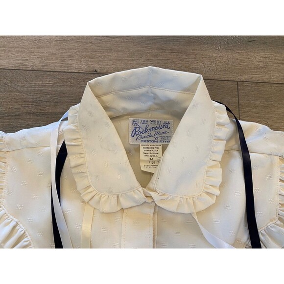 Rockmount Ranch Wear Womens M Western Shirt Cowboy Pearl Snap Ribbon Top READ - Picture 3 of 9
